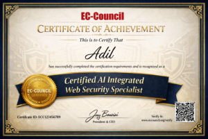 Adil's EC-Council certification of achievement
