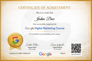 Google certificate of achievement