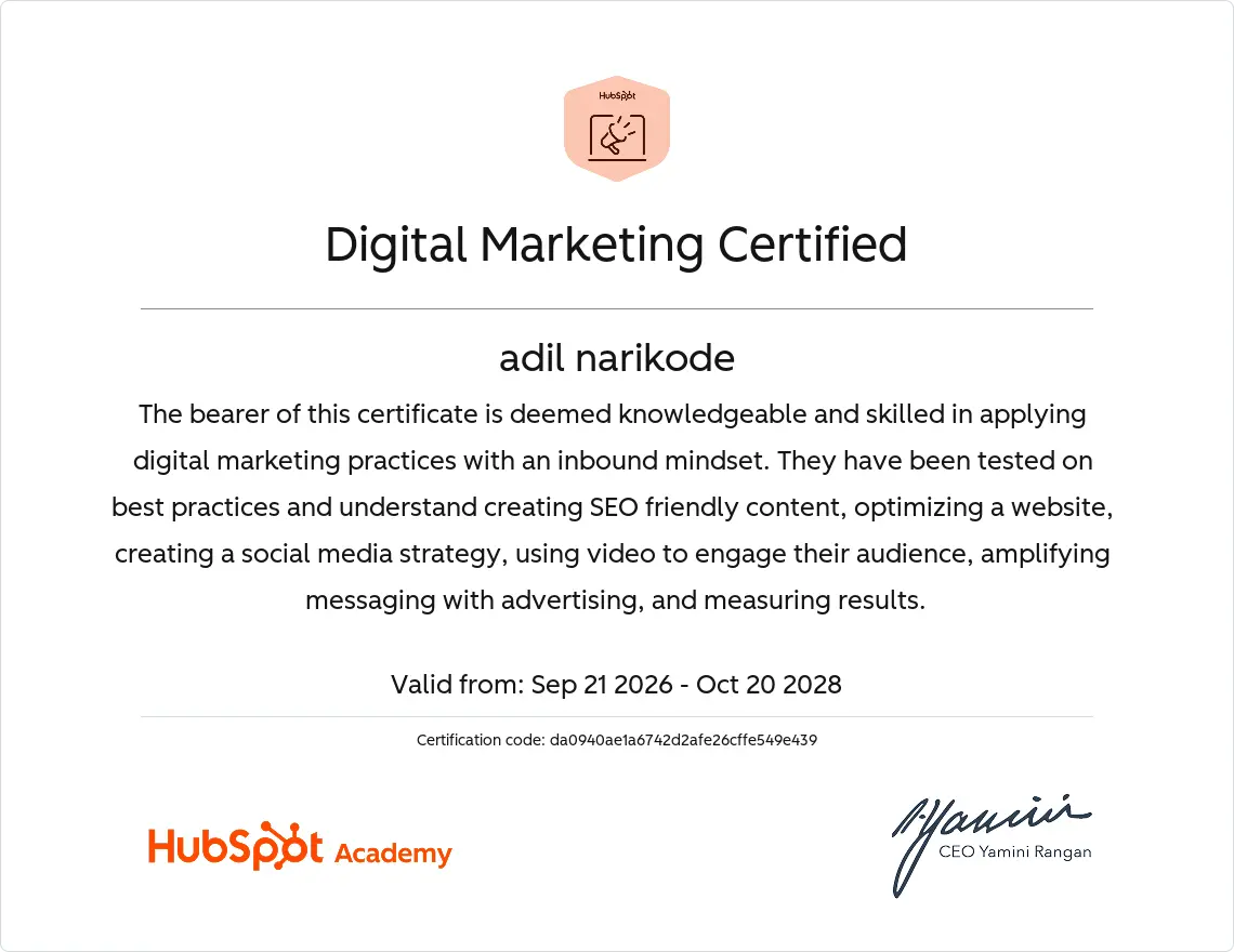 digital marketing certificate